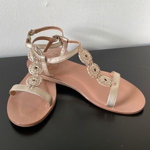 Jack Rogers | Eve Metallic Gold Ankle Strap Sandals